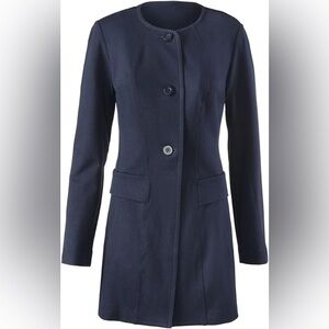 Cabi The Lido Button Front Long Jacket Navy Sz M